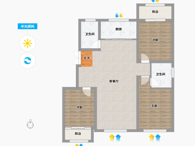 山东省-淄博市-三盛湖畔-100.00-户型库-采光通风