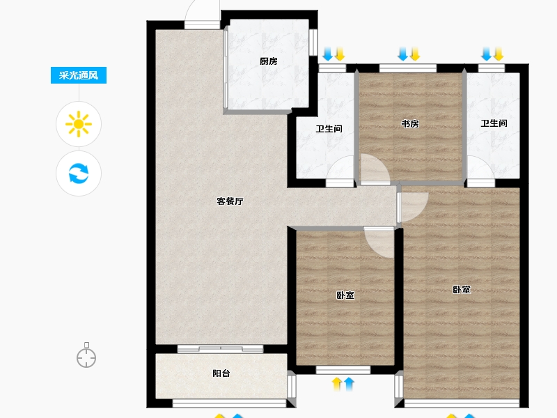 山东省-德州市-绿城德达·玉园-102.00-户型库-采光通风