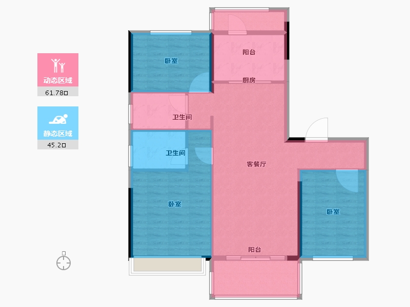 河南省-郑州市-新密碧桂园-98.00-户型库-动静分区