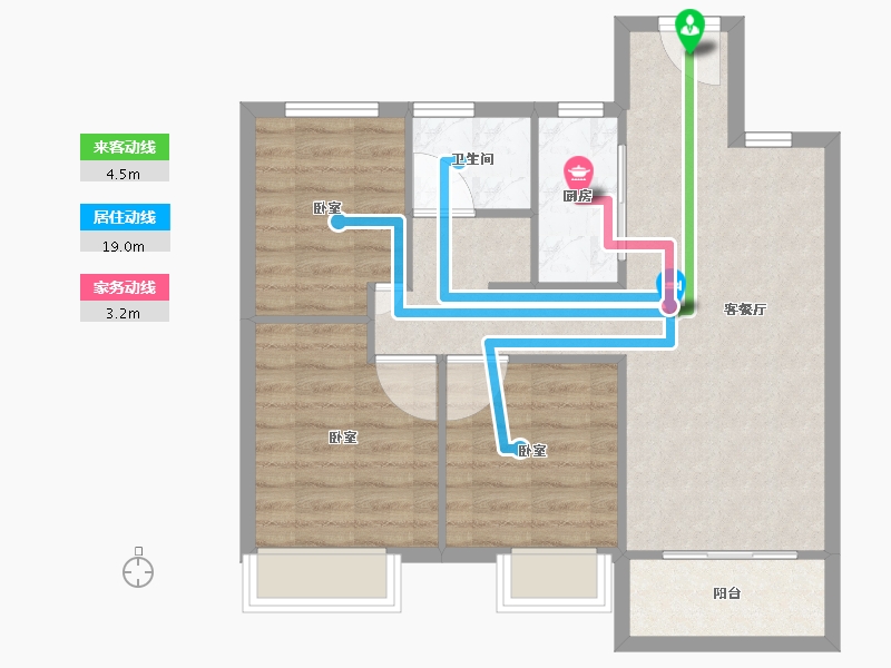 浙江省-嘉兴市-新浦西孔雀城云樾东方-71.00-户型库-动静线