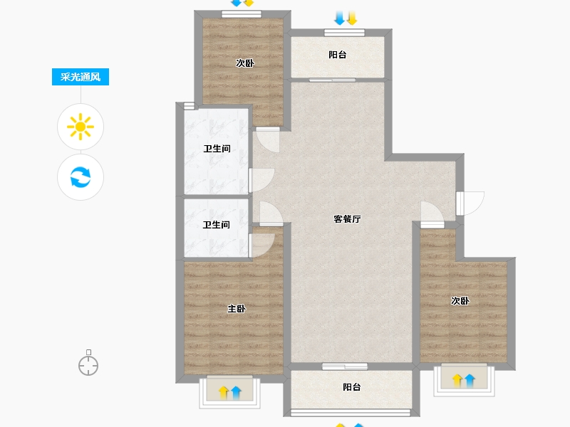 山东省-临沂市-致远·翡翠湾-93.44-户型库-采光通风