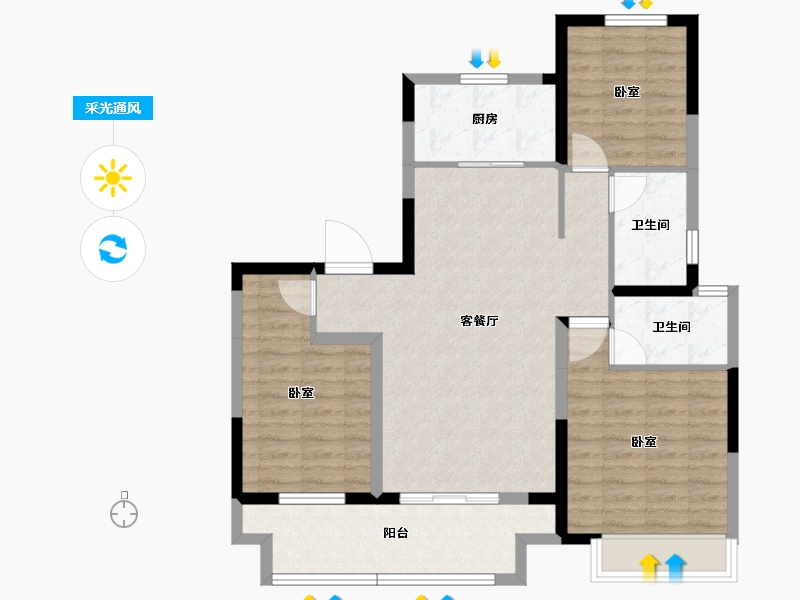 河南省-洛阳市-建业中州上院-89.94-户型库-采光通风