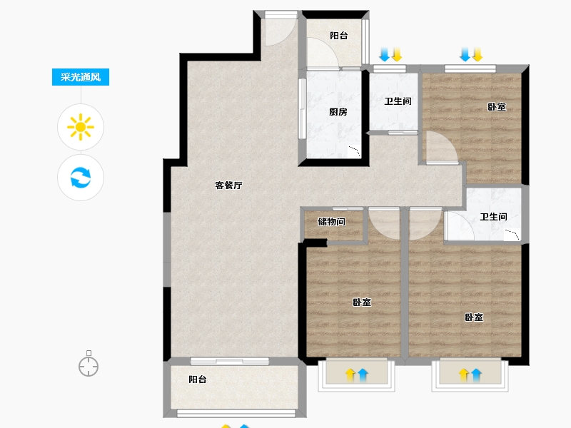 河南省-洛阳市-尚品1号-105.31-户型库-采光通风