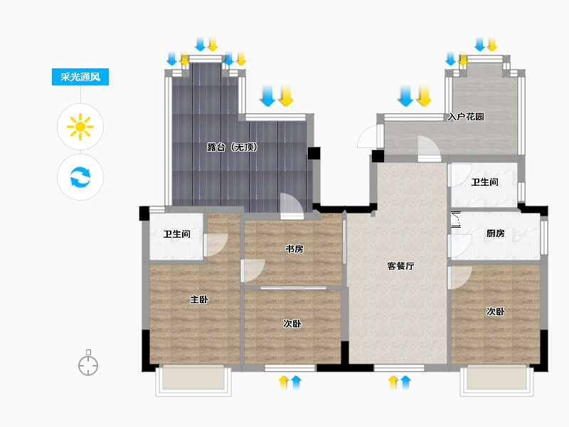 福建省-福州市-琅岐山语城-99.75-户型库-采光通风