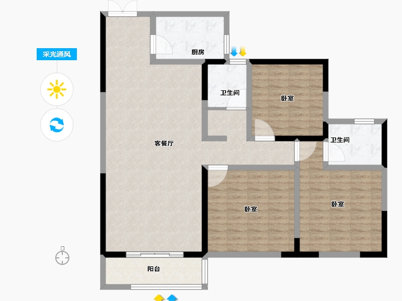 河南省-郑州市-华美仟企汇-119.58-户型库-采光通风