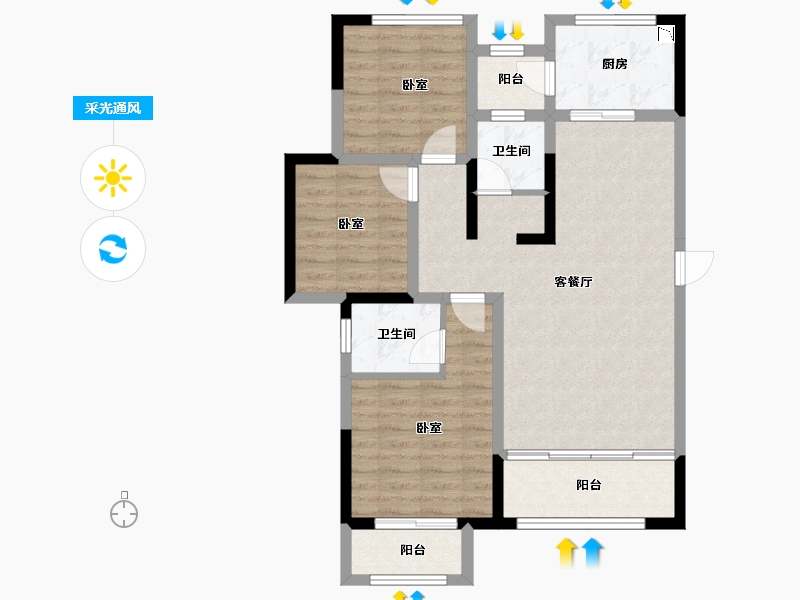 宁夏回族自治区-银川市-三沙源国际生态文化旅游度假区-84.98-户型库-采光通风