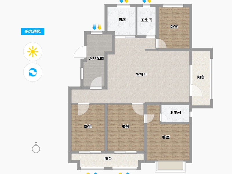 山东省-德州市-清河公馆-136.00-户型库-采光通风