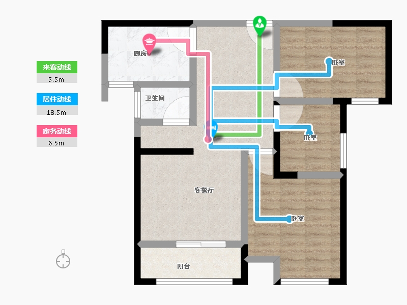 河南省-新乡市-靖业格林小镇-73.88-户型库-动静线