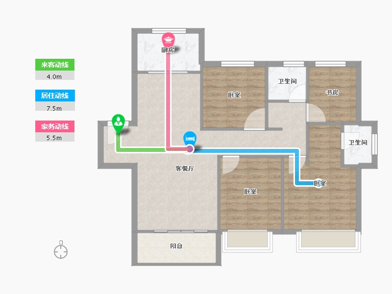 浙江省-嘉兴市-新浦西孔雀城云樾东方-88.39-户型库-动静线