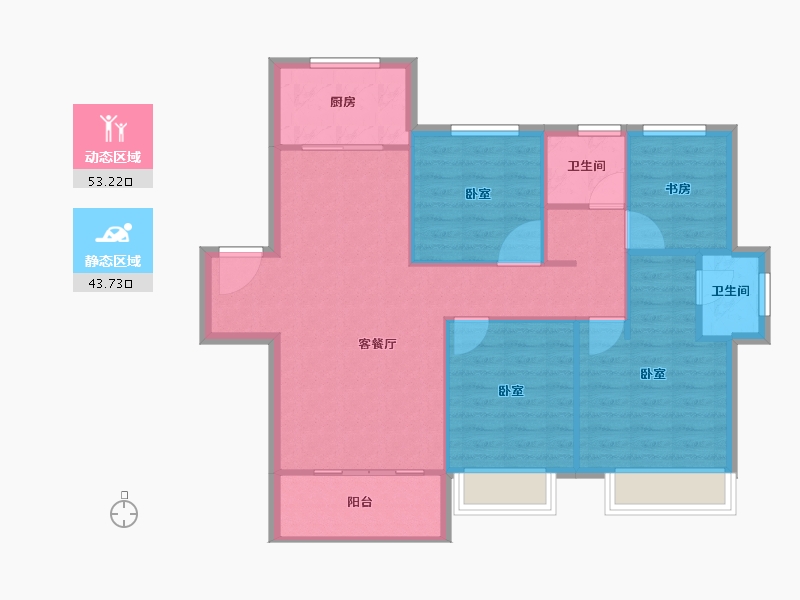 浙江省-嘉兴市-新浦西孔雀城云樾东方-88.39-户型库-动静分区