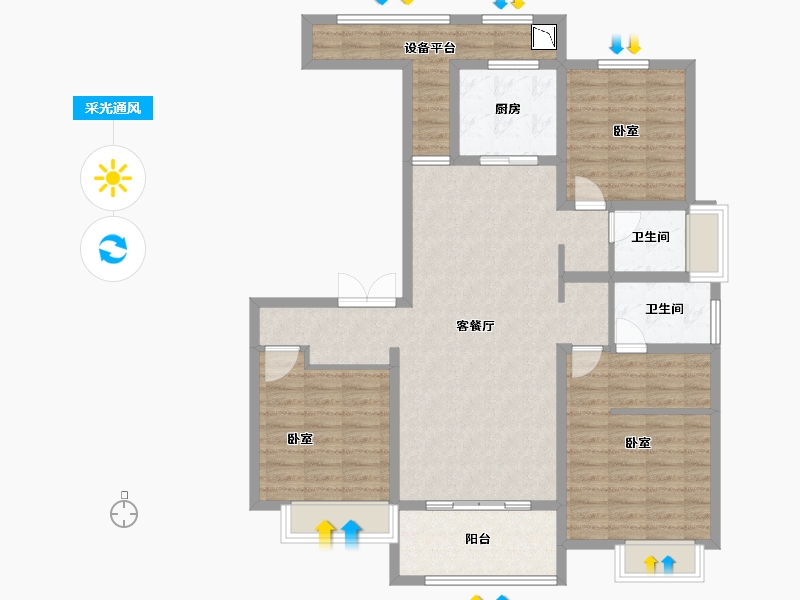 河南省-洛阳市-腾飞花园-111.00-户型库-采光通风