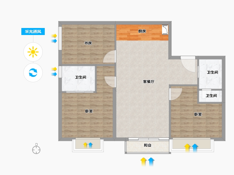 河南省-郑州市-宝能郑州中心-93.00-户型库-采光通风