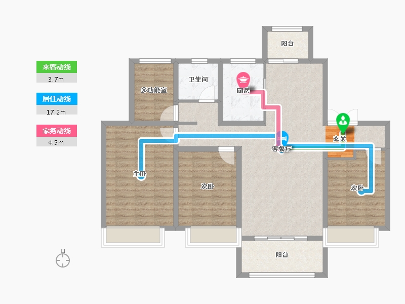 安徽省-滁州市-兴茂金陵北辰-105.99-户型库-动静线