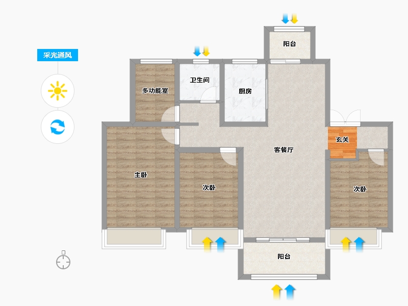 安徽省-滁州市-兴茂金陵北辰-105.99-户型库-采光通风