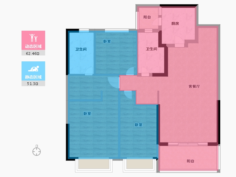 浙江省-绍兴市-绍兴恒大珺睿府-102.00-户型库-动静分区