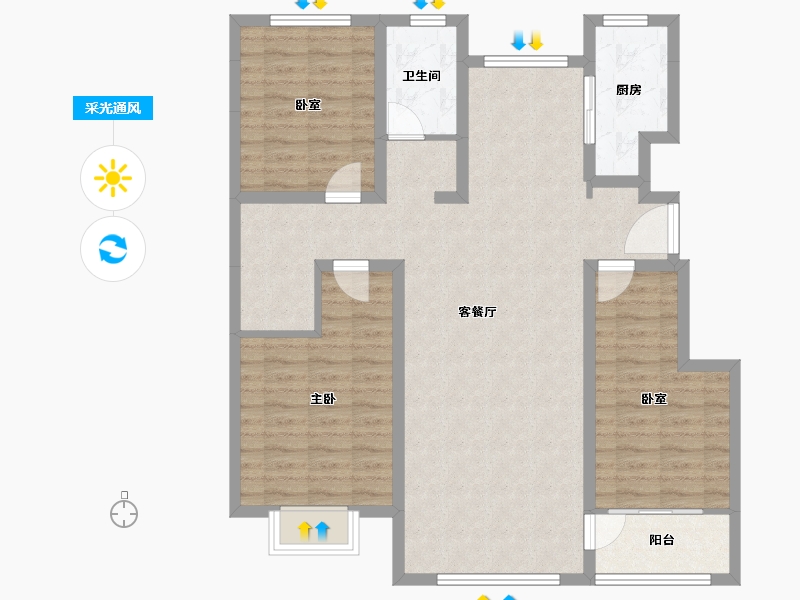 山东省-滨州市-玉泰未来城-104.57-户型库-采光通风