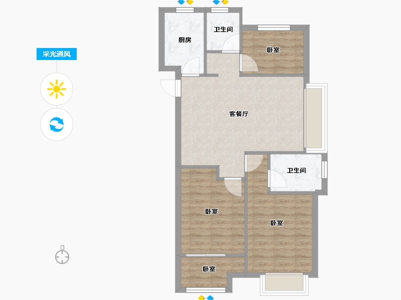 浙江省-嘉兴市-鸿翔百合园-69.99-户型库-采光通风