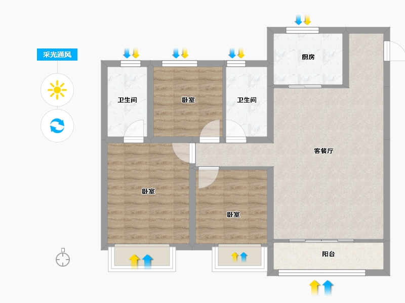 河南省-洛阳市-建业中州上院-80.08-户型库-采光通风