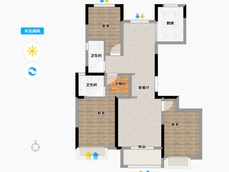 河南省-郑州市-世茂福晟南山府-101.00-户型库-采光通风