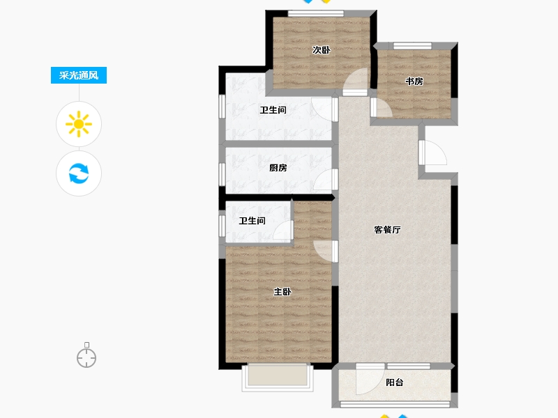 山东省-青岛市-泰山华府-101.00-户型库-采光通风