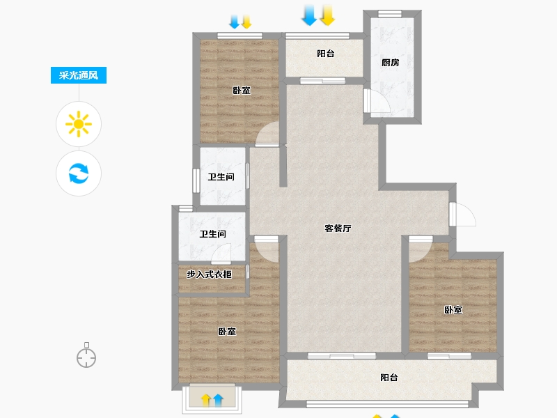 河南省-洛阳市-夏都水岸-109.00-户型库-采光通风