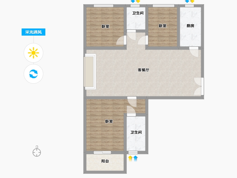 河南省-洛阳市-玉恒香山新城-99.57-户型库-采光通风