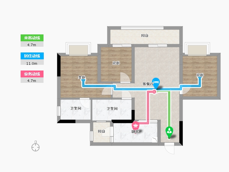 重庆-undefined-美的云来-76.90-户型库-动静线