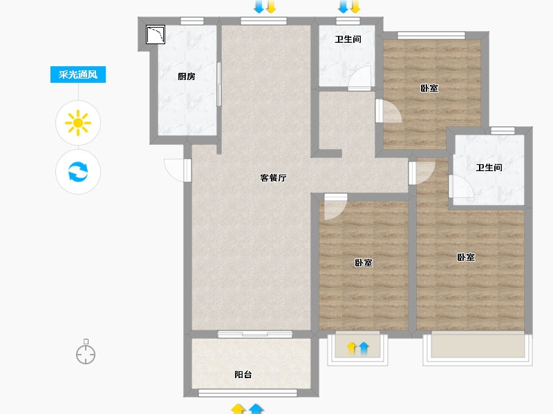 河南省-郑州市-天伦城-95.00-户型库-采光通风