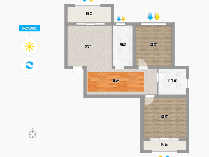 山东省-烟台市-天赐椿城一期-66.00-户型库-采光通风