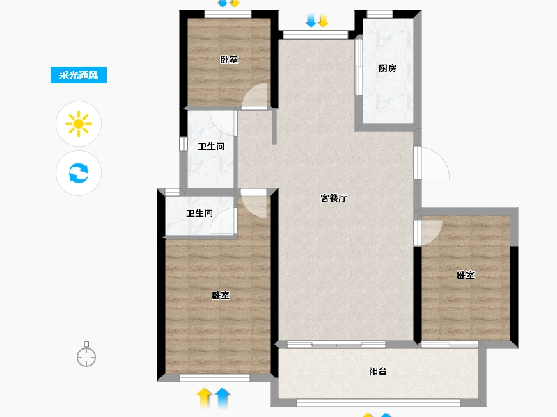 山东省-德州市-金山郡府-92.27-户型库-采光通风