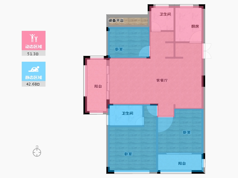 浙江省-绍兴市-瑞泽家园-86.74-户型库-动静分区