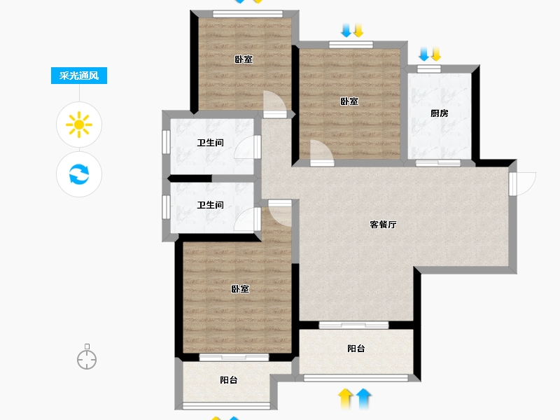 河南省-郑州市-佳源·名门橙邦-98.14-户型库-采光通风