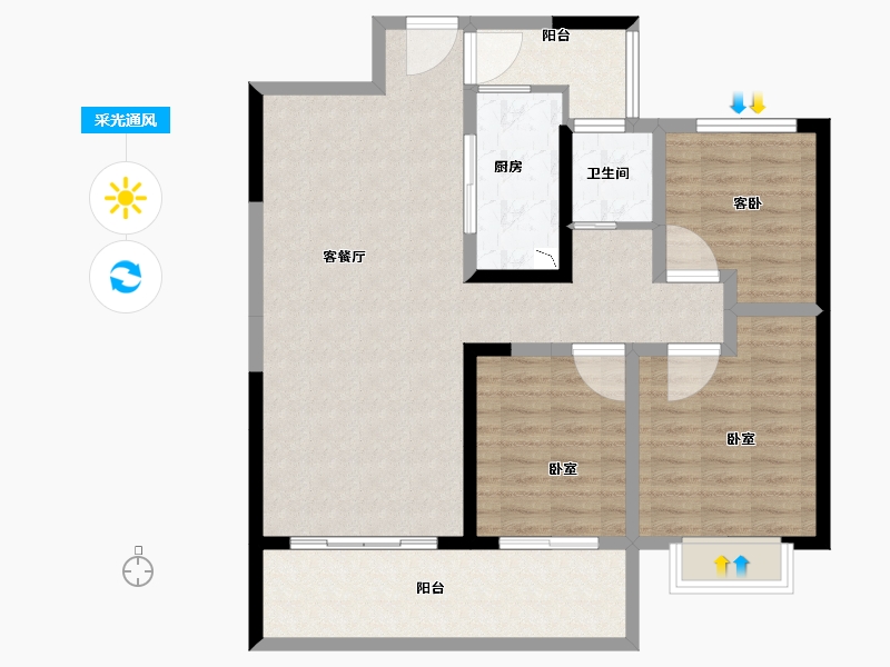 河南省-洛阳市-尚品1号-100.42-户型库-采光通风