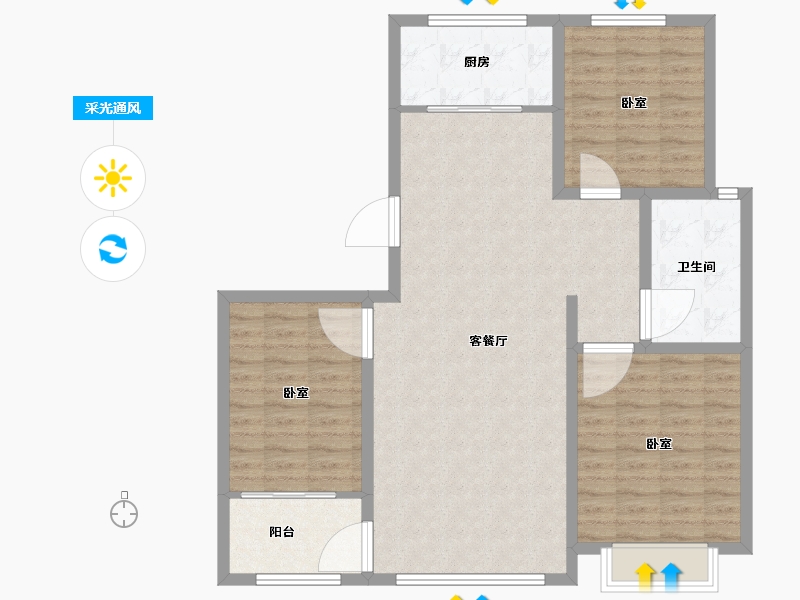 山东省-滨州市-中盛国府-104.00-户型库-采光通风