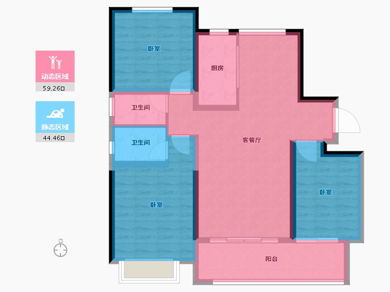 山东省-德州市-金山郡府-92.97-户型库-动静分区