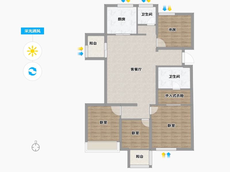 河南省-郑州市-绿城明月江南-112.00-户型库-采光通风