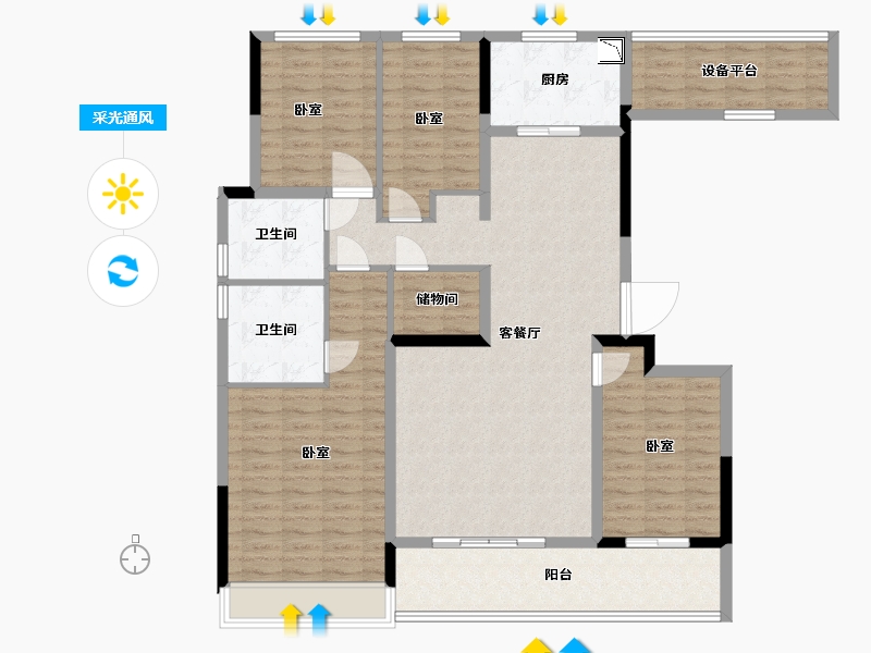 浙江省-绍兴市-武地融创奥璟园-135.49-户型库-采光通风