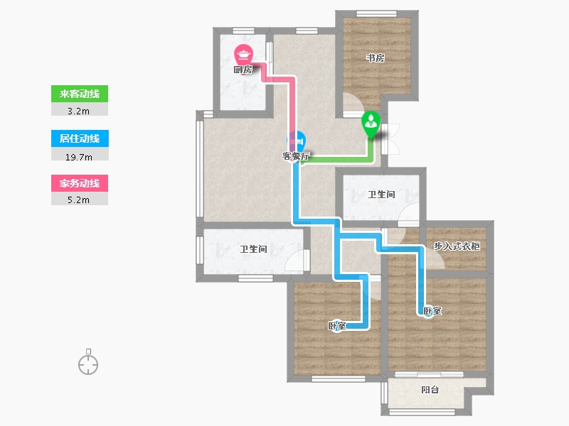 山东省-德州市-绿城百合花园-88.42-户型库-动静线