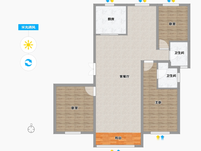 山东省-滨州市-华筑中海壹號-135.90-户型库-采光通风