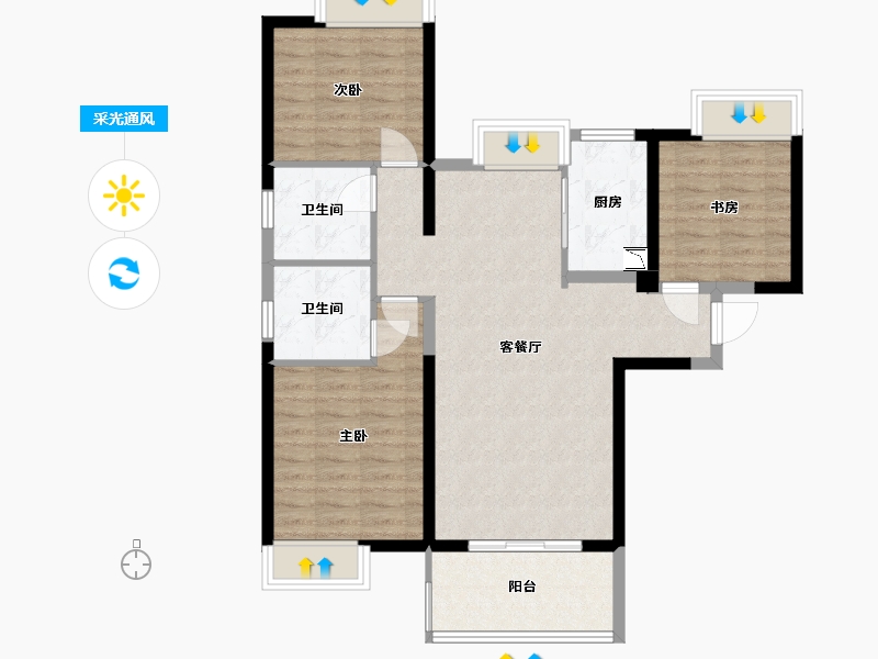 福建省-福州市-琅岐山语城-87.99-户型库-采光通风