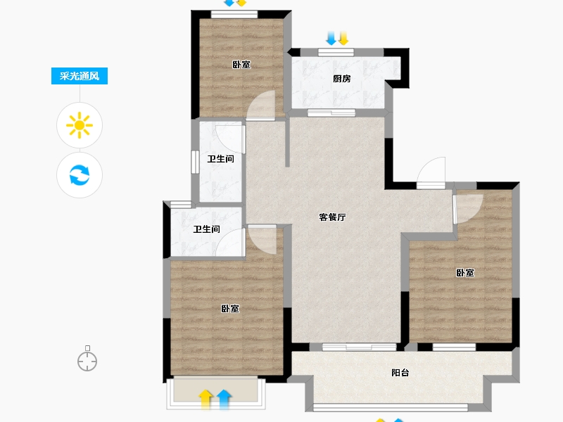 河南省-洛阳市-建业中州上院-90.04-户型库-采光通风