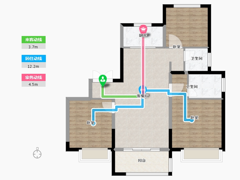 河南省-郑州市-豫发国园捌号院-92.44-户型库-动静线