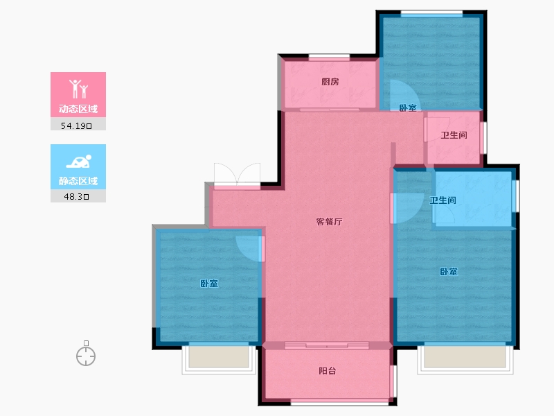 河南省-郑州市-豫发国园捌号院-92.44-户型库-动静分区