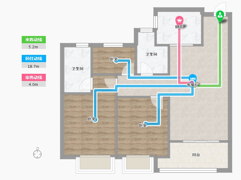 浙江省-嘉兴市-鸿翔百合园-71.63-户型库-动静线