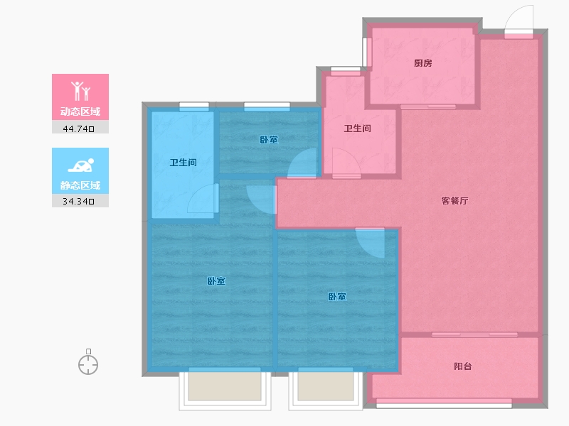 浙江省-嘉兴市-鸿翔百合园-71.63-户型库-动静分区