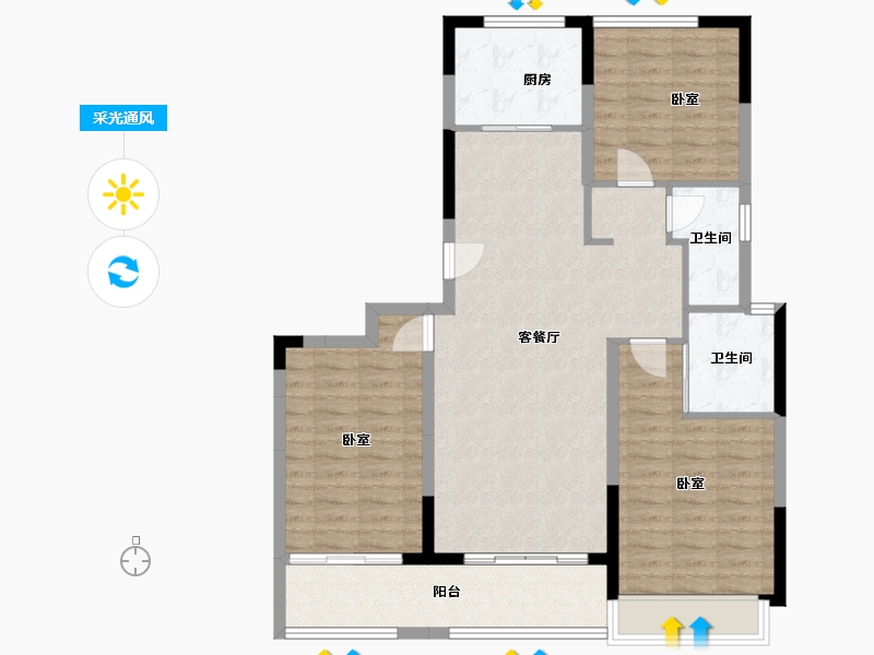 河南省-洛阳市-荣盛中心-100.52-户型库-采光通风