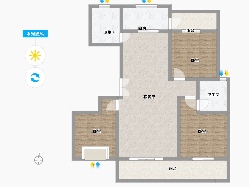 河南省-洛阳市-世纪龙城-117.43-户型库-采光通风