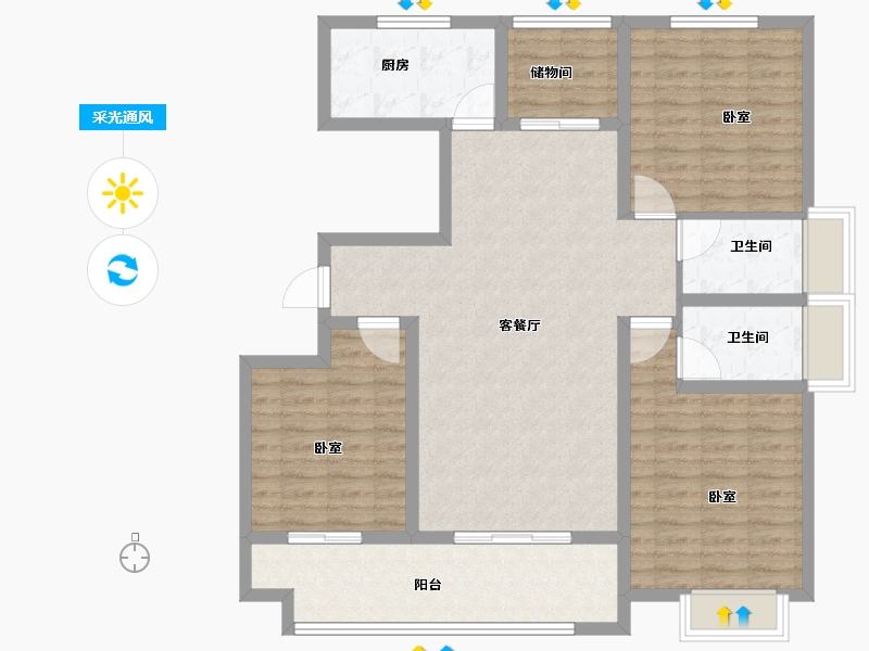 河南省-洛阳市-夏都水岸-110.21-户型库-采光通风