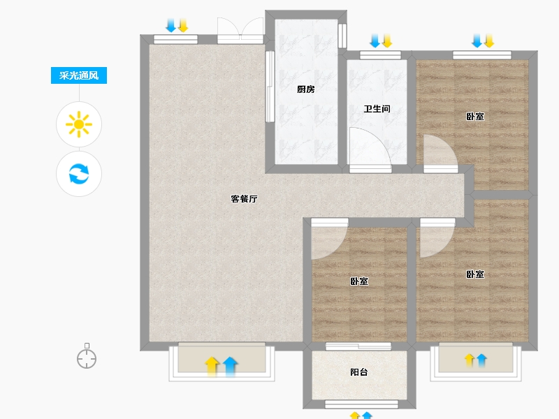 山东省-滨州市-金城国际-83.99-户型库-采光通风