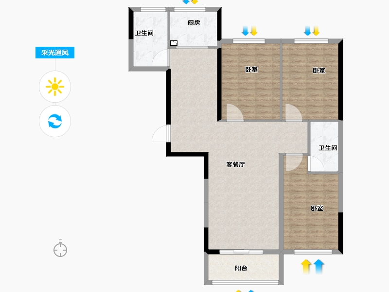 河南省-洛阳市-洛浦金苑-114.16-户型库-采光通风